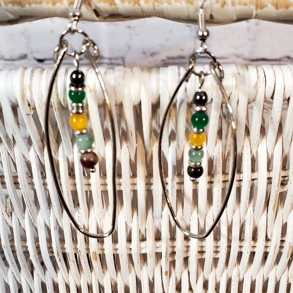 Sacchetto Silver Beaded Dangle Fish Hook Earrings NWOT